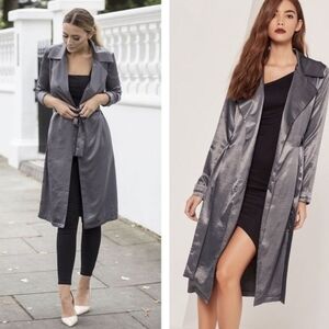 Misguided x Sarah Ashcroft metallic Duster jacket two 90s xs 0